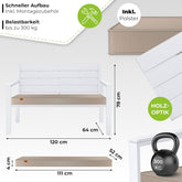 KESSER® Tuinbank met kussen - Zitbank - Weerbestendig - Wit •